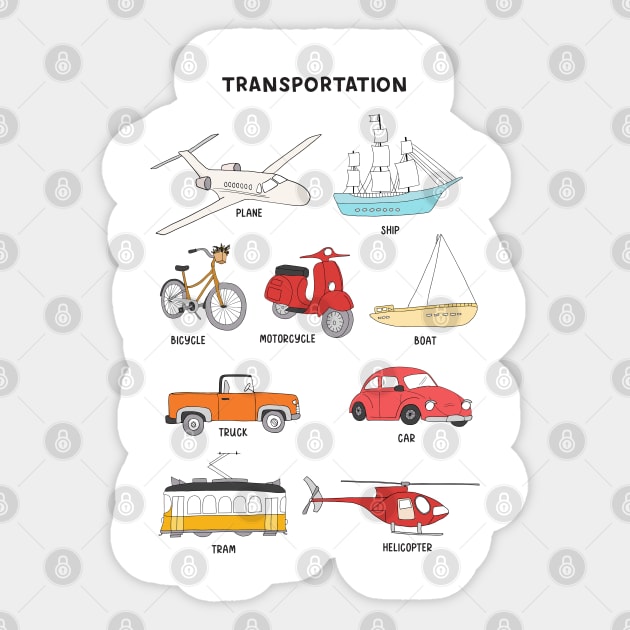 Transportation drawings for Kids Sticker by hwprintsco
